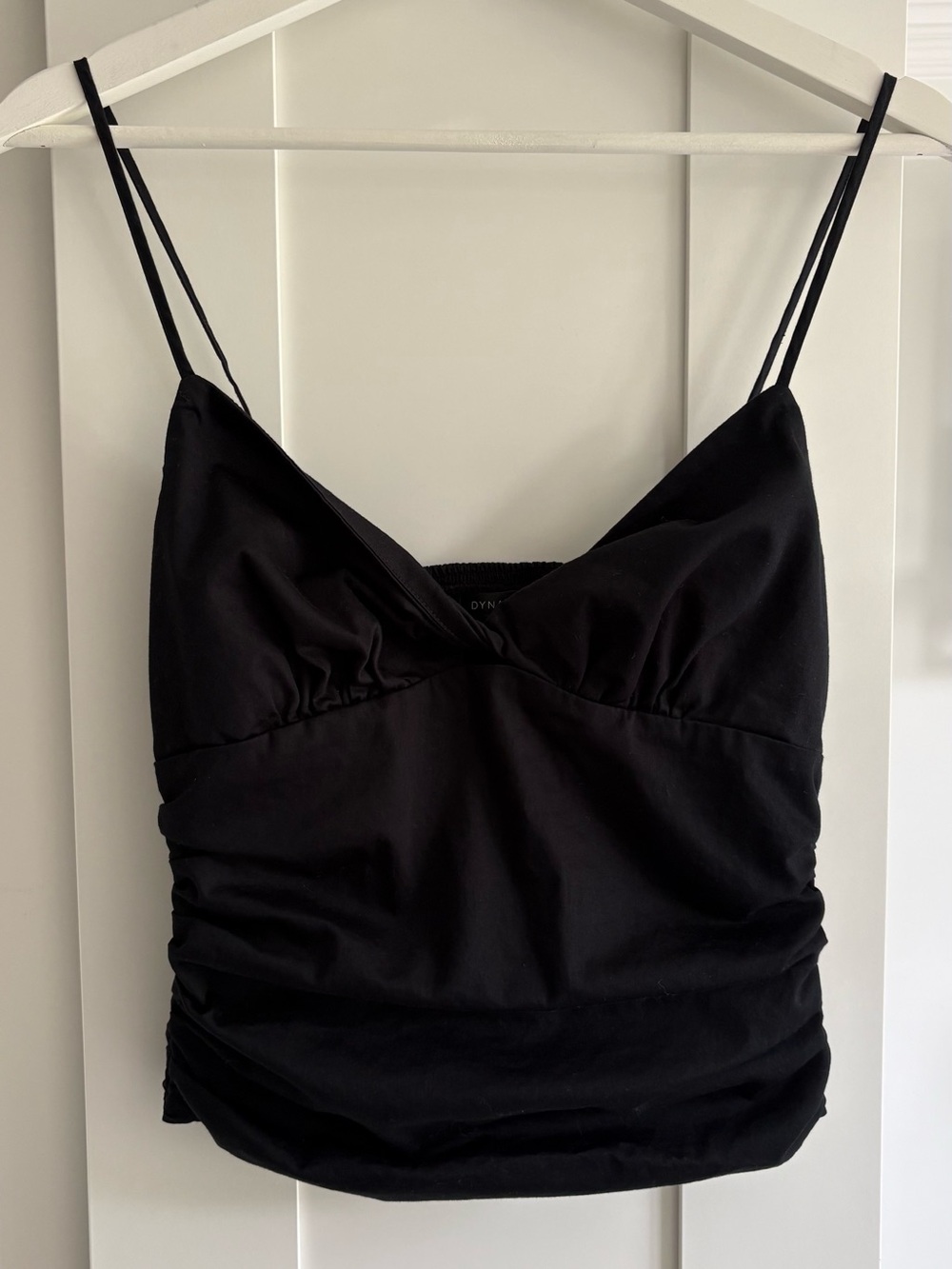 Dynamite Black Ruched Cotton Camisole Tank Top